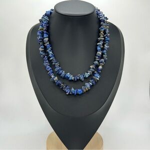 💙💚 Natural Lapis Lazuli Gemstone Chip Necklace | Healing & Awareness Jewelry